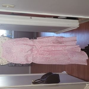 Express Pink and White side high low dress with belt
